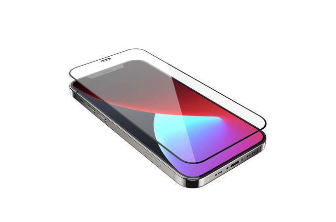 Защитное стекло дисплея iPhone 12/12 Pro (6.1)  HOCO A12 Nano 3D tempered glass прозрачное с черной рамкой особой прочности