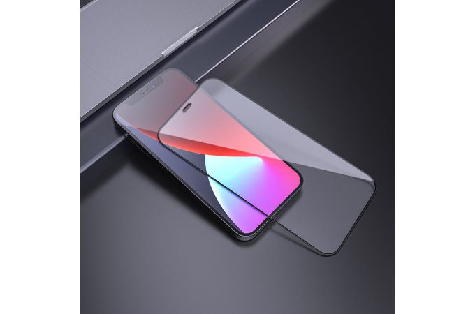 Защитное стекло дисплея iPhone 12/12 Pro (6.1)  HOCO A12 Nano 3D tempered glass прозрачное с черной рамкой особой прочности