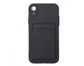 Чехол силиконовый iPhone XR с отделением под карту (черный)