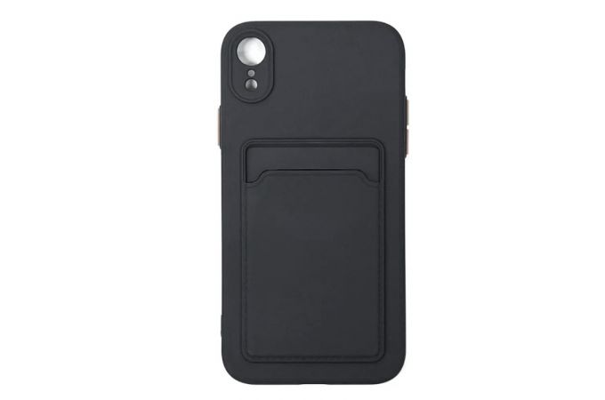 Чехол силиконовый iPhone XR с отделением под карту (черный)
