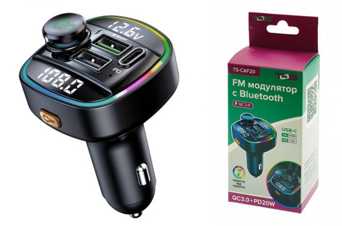 FM-Модулятор TDS TS-CAF20 RGB (Bluetooth)