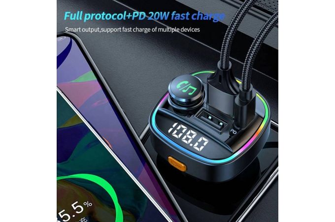 FM-Модулятор TDS TS-CAF20 RGB (Bluetooth)