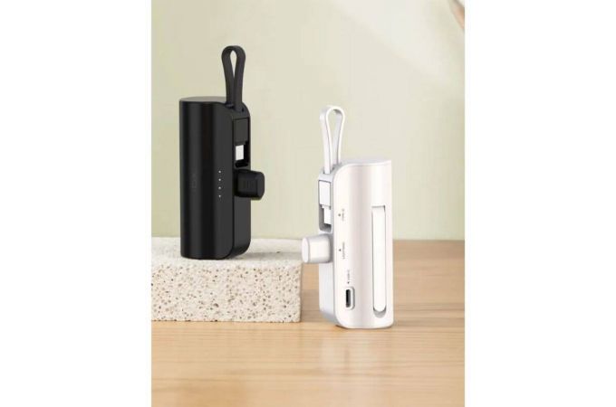 Универсальный дополнительный аккумулятор Power Bank XO PB304 5000 mAh mini light display with bracket/self-contained cable (TYPE-C) 3300mAh (Белый) (У
