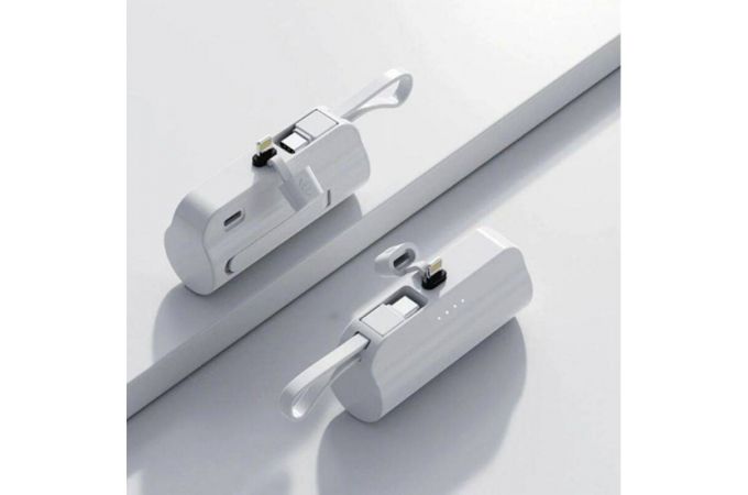 Универсальный дополнительный аккумулятор Power Bank XO PB304 5000 mAh mini light display with bracket/self-contained cable (TYPE-C) 3300mAh (Белый) (У