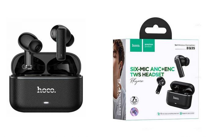 Наушники вакуумные беспроводные HOCO EQ35 Rhyme true wireless ANC+ENC six microphones noise reduction BT headset(App) (черный)