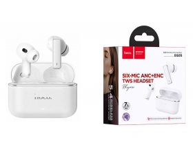 Наушники вакуумные беспроводные HOCO EQ35 Rhyme true wireless ANC+ENC six microphones noise reduction BT headset(App) (белый)