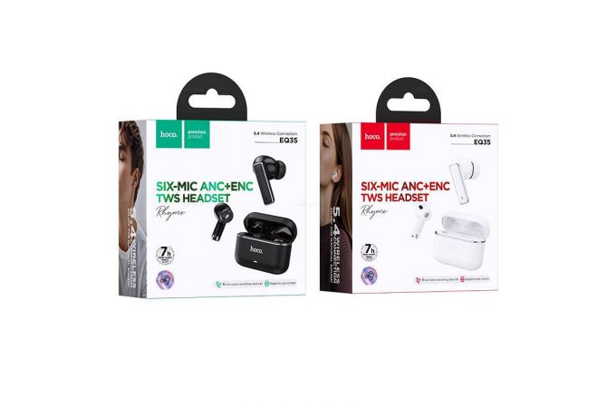 Наушники вакуумные беспроводные HOCO EQ35 Rhyme true wireless ANC+ENC six microphones noise reduction BT headset(App) (белый)