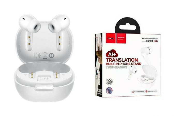 Наушники вакуумные беспроводные HOCO EQ100 Intelligent AI translation headset(App) (белый)