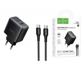 Сетевое зарядное устройство USB-C + кабель Type-C HOCO C158A Upgrade PD45W(1C1A) charger set (черный)